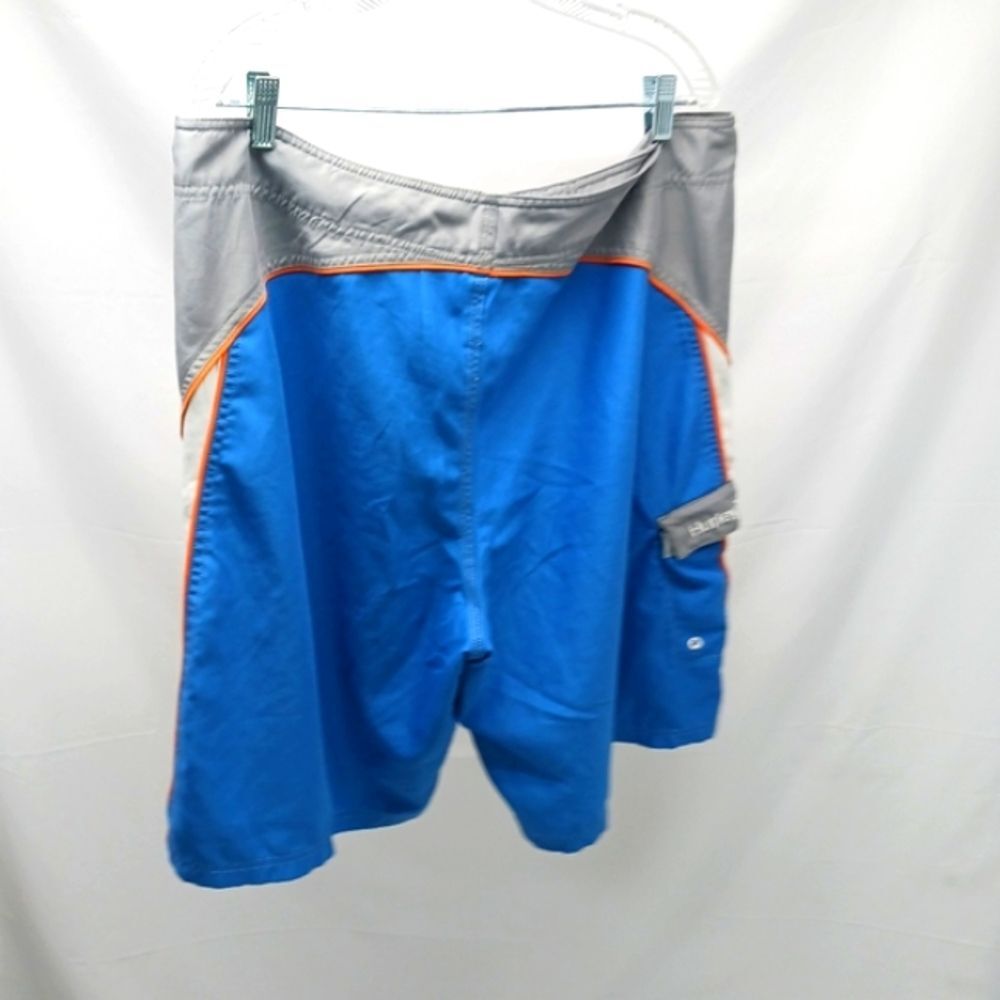Hurley Board Shorts Mens 38 Gray Front Blue Back 1 Pocket Orange White Accents.. - Picture 3 of 9